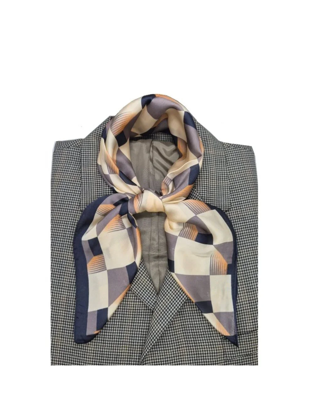 ✨Silky Scarf Women Black Beige Gray Geometric Checkered Square Bandana Neck Wrap